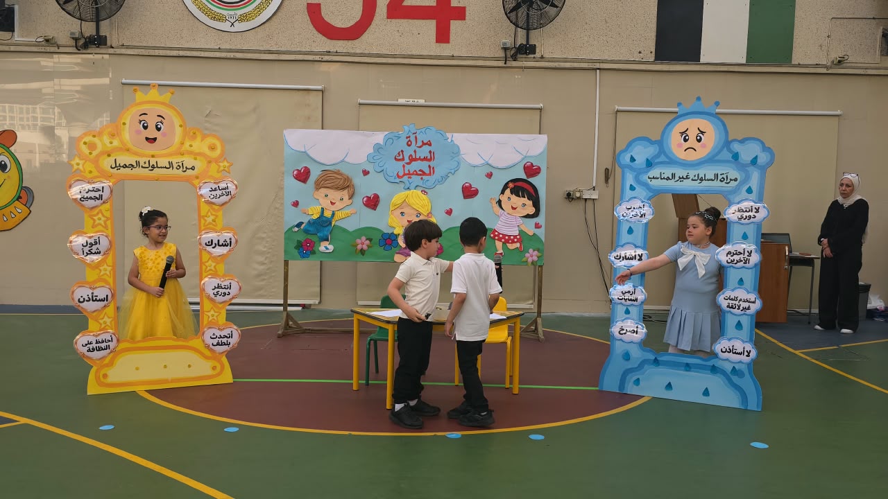 اذاعة مدرسية للروضة الثانية ( ج ) بعنوان السلوكيات الجيدة
